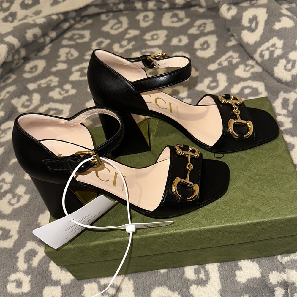 Authentic GUCCI 95mm Baby Leather Sandals W- Horsebit Authentic & NWT - Picture 5 of 17